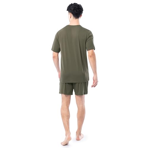 mens 360 Stretch Short Sleeve V-neck Top and Short Sleep Pajama Set