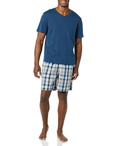 Men's Cotton Poplin Pajama Short with Cotton T-Shirt Set