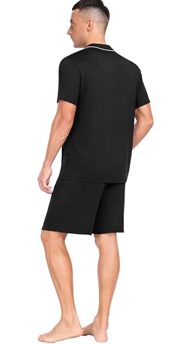 Mens Pajamas Set Summer Pjs Sets Lightweight Short Sleeve Pajama Soft Sleepwear Loungewear with Pockets