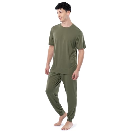 Men's 360 Stretch Crewneck Top and Jogger Pant Sleep Pajama Set