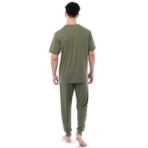 Men's 360 Stretch Crewneck Top and Jogger Pant Sleep Pajama Set