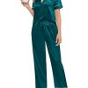 Couple Pajama Sets Silk Satin Sleepwear Short Sleeve and Long Pants Pjs Set Soft Loungewear Classic Pajamas