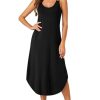 Women's Sleeveless Long Nightdress Scoop Neck Full Slip Nightshirt Loungewear Sleepdress