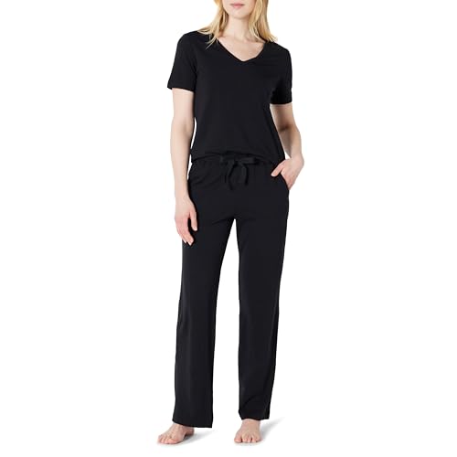 Women's Soft Cotton Blend Short Sleeve T-Shirt and Pant Sleepwear Set