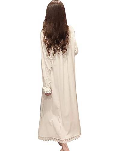 Women Young Lady Modal Long Sleeve Nightdress Soft Princess Nightgown Pajamas