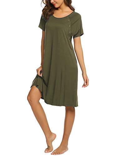 Women’s Nursing/Delivery/Labor/Hospital Nightdress Short Sleeve Maternity Nightgown with Button S-XXL