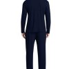 Men's Long Sleeve Pajama Set Soft Lightweight 2-Piece Sleepwear V-Neck Pjs for Nightwear Home Lounge with Pockets