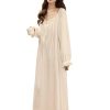 Women Young Lady Modal Long Sleeve Nightdress Soft Princess Nightgown Pajamas