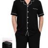 Mens Pajamas Set Short Sleeve Sleepwear Button Down Loungewear Set Soft Modal 2Pcs Pj Set with Pockets S-3XL