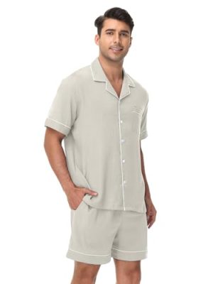 Couples Matching Pjs Button Up Pajamas 2 Piece Lounge Set Lightweight Sleepwear Short Set S-3XL