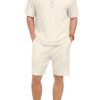 Mens Pajamas Set Summer Pjs Sets Lightweight Short Sleeve Pajama Shorts Set Soft Sleepwear Loungewear with Pockets