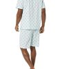 Men's Lightweight Woven Short Pajama Set with Notch Collar and Button Loungewear