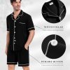 Mens Pajamas Set Short Sleeve Sleepwear Button Down Loungewear Set Soft Modal 2Pcs Pj Set with Pockets S-3XL