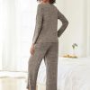 Womens Pajama Sets Button Up Long Sleeve Pjs Soft Lounge Set 2 Piece Sleepwear with Pockets