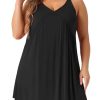 Plus Size Women's Nightgown Spaghetti Strap V Neck Sleeveless Racerback Sleepwear Chemise Nightdress