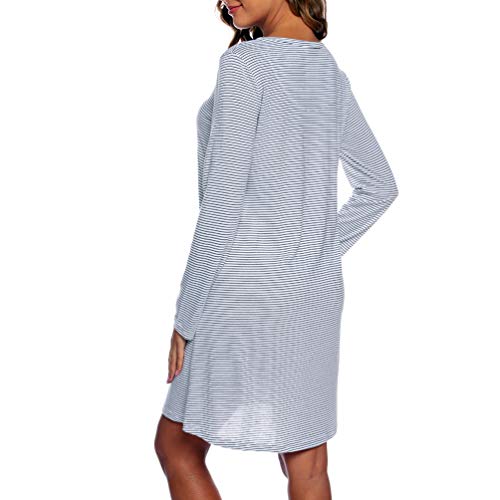 Women's Cotton Sleepwear Long Sleeves Nightgown Print Tee Sleep Dress