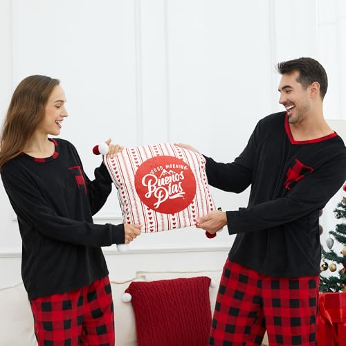 Matching Pajamas for Couples, Mens and Womens Buffalo Plaid Pajamas Set Long Sleeve Pjs Soft Warm