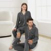 Matching Pajamas for Couples, Button Up Pjs Set for Men and Women Soft Warm Loungewear(Dark Grey, M)