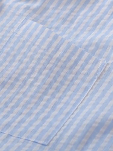 Women's Cotton Button Down Nightgown Seersucker 3/4 Sleeve Nightshirt