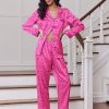 2 Pack Satin Pajamas Set for Women Classic Button Down Silk Pjs Set Soft Sleepwear