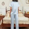 Satin Pajamas Set for Women Silk Button Down Sleepwear Short Sleeve Loungewear 2 Pieces Nightwear