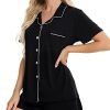 Womens Button Down Pajamas Set Short Sleeve Sleepwear Bride Soft Pj Lounge Sets XS-3XL