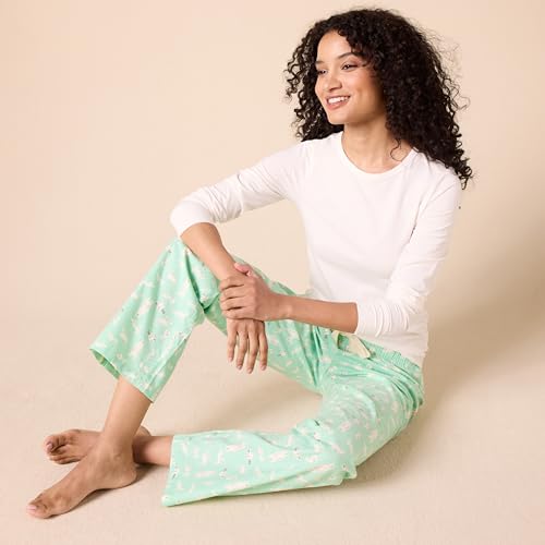 Women's Lightweight Flannel Pant and Long-Sleeve T-Shirt Sleep Set
