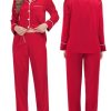 Couples Matching Pajamas Sets Women & Men Silk Satin Long Sleeve Button Down Sleepwear 2 Pcs Classic Loungewear