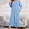 Womens Long Sleeve Nightgowns Long Sleep Shirts Henley Night Shirts Full Length Nightgown