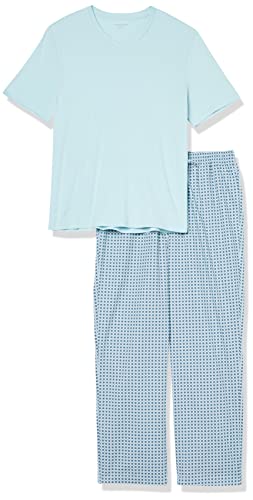 Men's Cotton Poplin Pant with Cotton Jersey T-Shirt Pajama Set