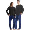 Matching Pjs for Couples,Plaid Pajama Set for Women and Men Soft Warm Fleece Shirt and Pants Sleepwear Set