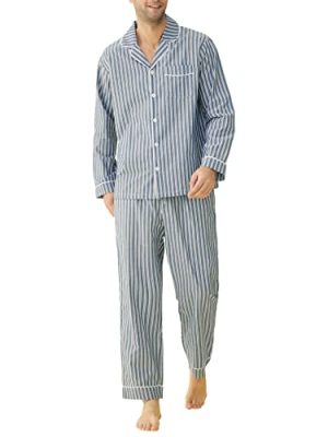 Men's Lightweight Cotton Pajamas Long Sleeves Shirt Pants Set