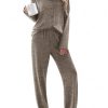 Womens Pajama Sets Button Up Long Sleeve Pjs Soft Lounge Set 2 Piece Sleepwear with Pockets