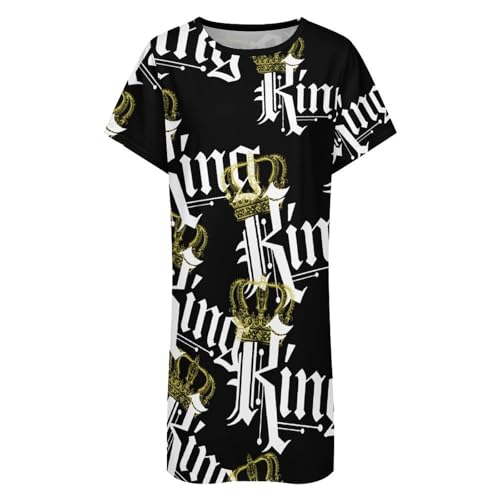 Kings Nightgowns for Women Sleepwear Short Sleeve Sleep Dress Nightshirt