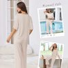 Lounge Sets for Women Comfy Pajamas Set 2 Piece Outfits Short Sleeve Tops and Wide Leg Pants with Large Pockets