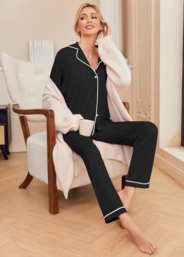 Pajamas Women's Long Sleeve Sleepwear Soft Button Down Loungewear Pjs Lounge Set Nightwear XS-XXL