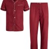 Men's 2-Piece Pajama Set with Short Sleeve Shirt and Long Pants