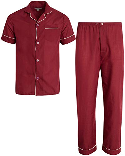 Men's 2-Piece Pajama Set with Short Sleeve Shirt and Long Pants