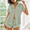 Pajamas Set for Women Short Sleeve Sleepwear Button Down Pjs Lounge Sets Soft Nightwear