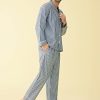 Men's Lightweight Cotton Pajamas Long Sleeves Shirt Pants Set