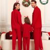 Matching Couple Christmas Pajamas Set Modal Long Sleeve Button-Down Sleepwear Family Festival Party Xmas PJs Sets
