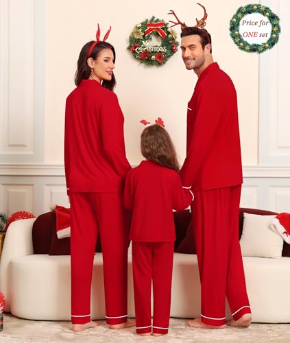 Matching Couple Christmas Pajamas Set Modal Long Sleeve Button-Down Sleepwear Family Festival Party Xmas PJs Sets