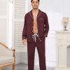 Mens 100% Cotton Pajamas Set Long Sleeve Sleepwear Button Down Pjs Loungewear with Pockets