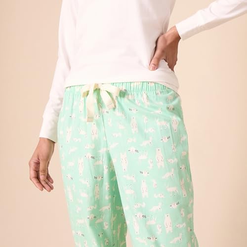 Women's Lightweight Flannel Pant and Long-Sleeve T-Shirt Sleep Set