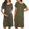 Women’s Nursing/Delivery/Labor/Hospital Nightdress Short Sleeve Maternity Nightgown with Button S-XXL