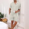 Couples Matching Pjs Button Up Pajamas 2 Piece Lounge Set Lightweight Sleepwear Short Set S-3XL