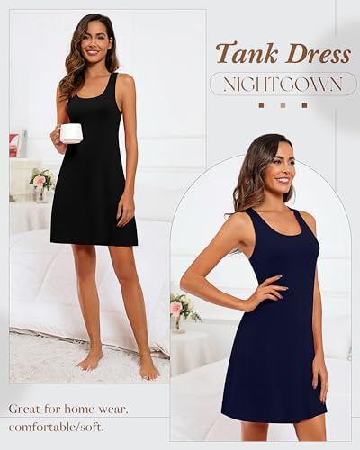 3 Pcs Women Sleepwear Sleeveless Tank Nightgown Women Racerback Sleep Dress Tank Sleepwear Chemise Nightdress