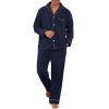Mens Fleece Pajama Set, Soft Warm Long Sleeve Sleepwear with Pockets Cozy Button-Down Pjs for Men