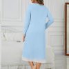 Nightgowns for Women Soft 100% Cotton House Dress Embroidery Long Sleeve Night Gowns Comfy Long Sleepwear