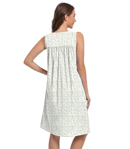 Sleeveless Nightgowns for Women 100% Cotton Nightgown Sleep Dress Soft Ladies Gowns Sleepwear Nightdress